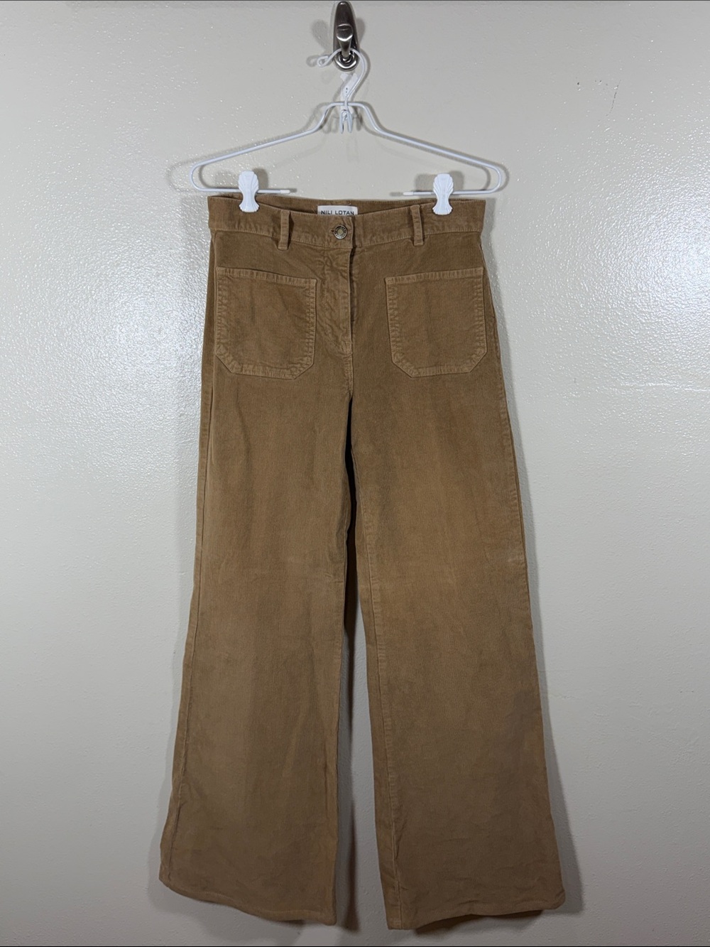 Nili Lotan Wide-Leg Corduroy Jeans in Tan